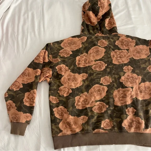 Free People Its A Vibe Printed Hoodie Sz M Floral Distressed Oversized Boho - Picture 11 of 14